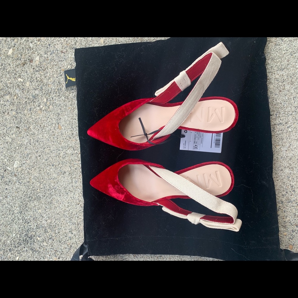 Mango Sling Back Ribbon Heels